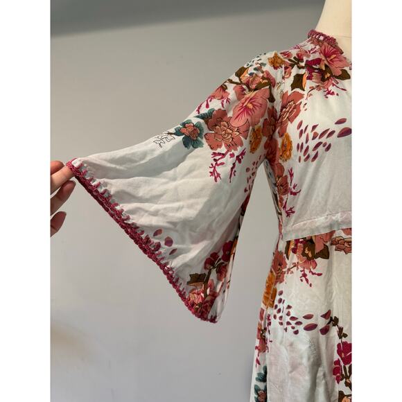 Lula Soul Monet Dress – Aqua Floral, Size XS, Button Front & Ruffle Hem *flaw - Picture 6 of 8